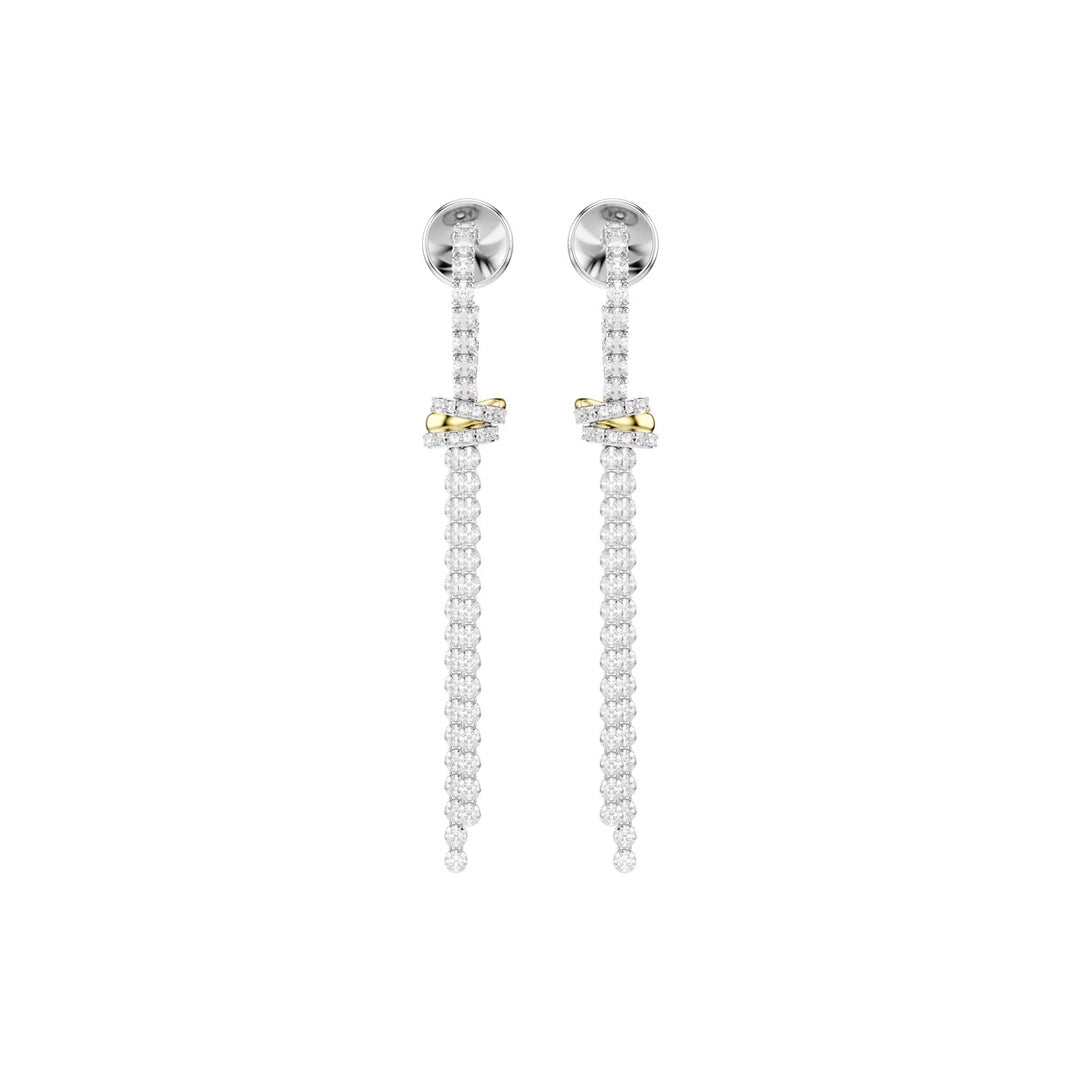 Swarovski Hyperbola Drop Ohrhänger Rundschliff Knoten Weiss Metallmix - 5752866