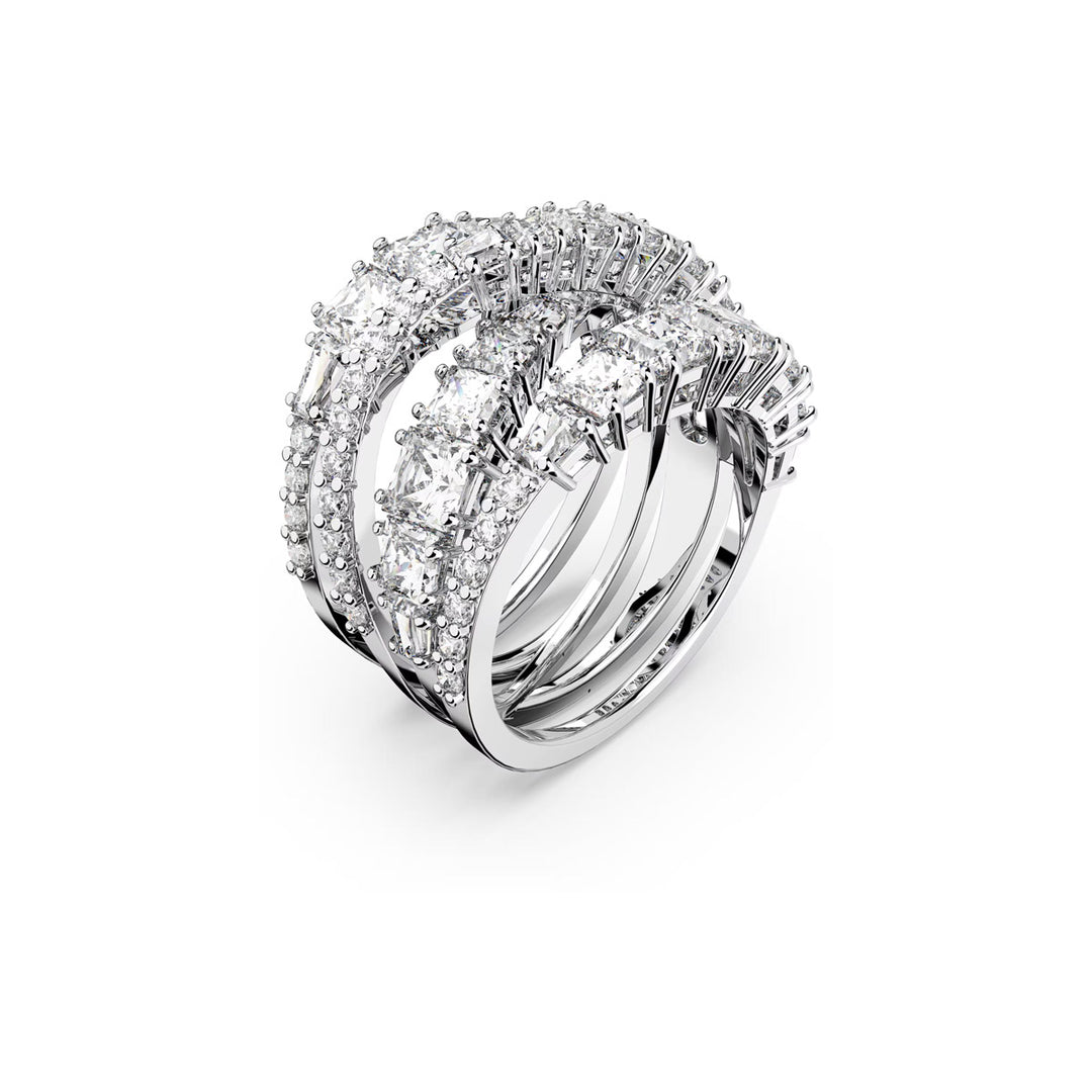 Swarovski Hyperbola Ring Verschiedene Schliffe Weiss Rhodiniert