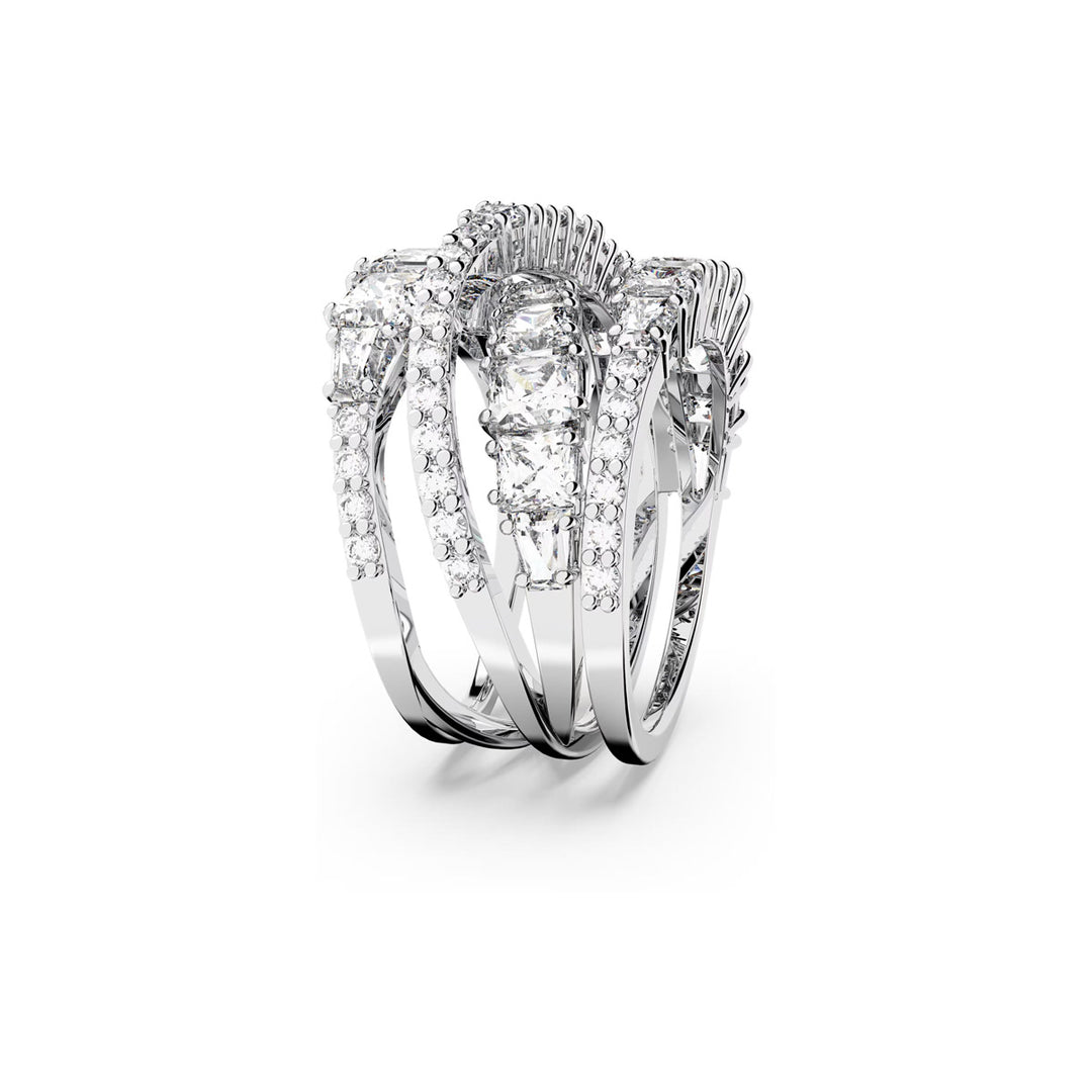 Swarovski Hyperbola Ring Verschiedene Schliffe Weiss Rhodiniert