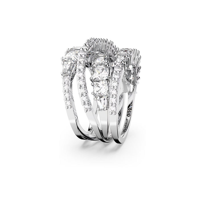 Swarovski Hyperbola Ring Verschiedene Schliffe Weiss Rhodiniert