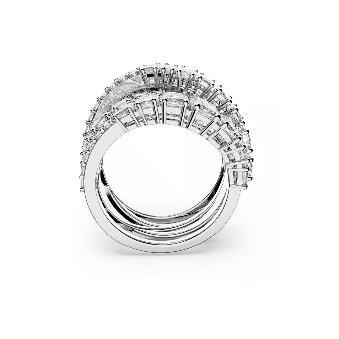 Swarovski Hyperbola Ring Verschiedene Schliffe Weiss Rhodiniert