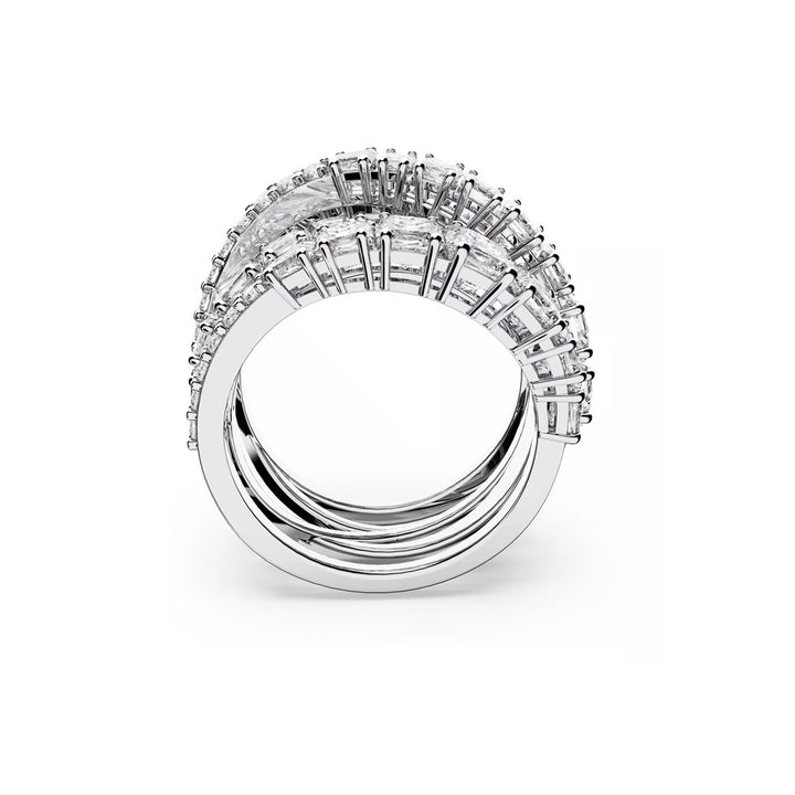 Swarovski Hyperbola Ring Verschiedene Schliffe Weiss Rhodiniert