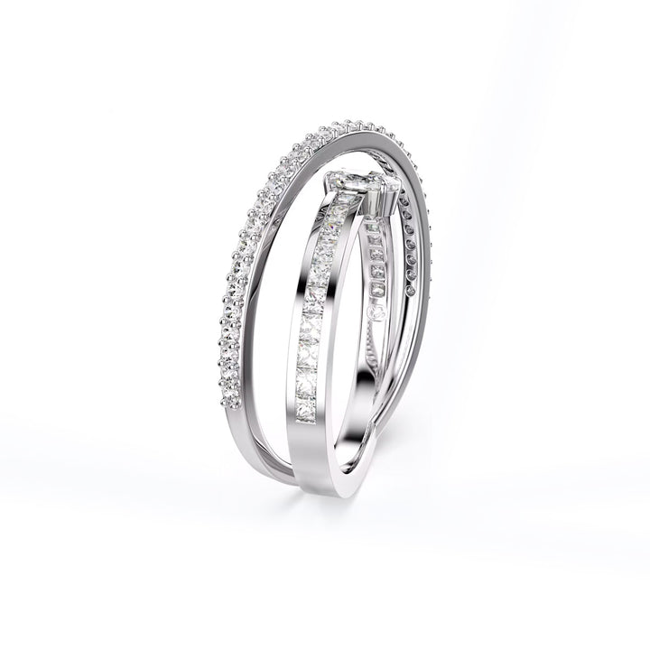 Swarovski Hyperbola Ring Verschiedene Schliffe Weiss Rhodiniert