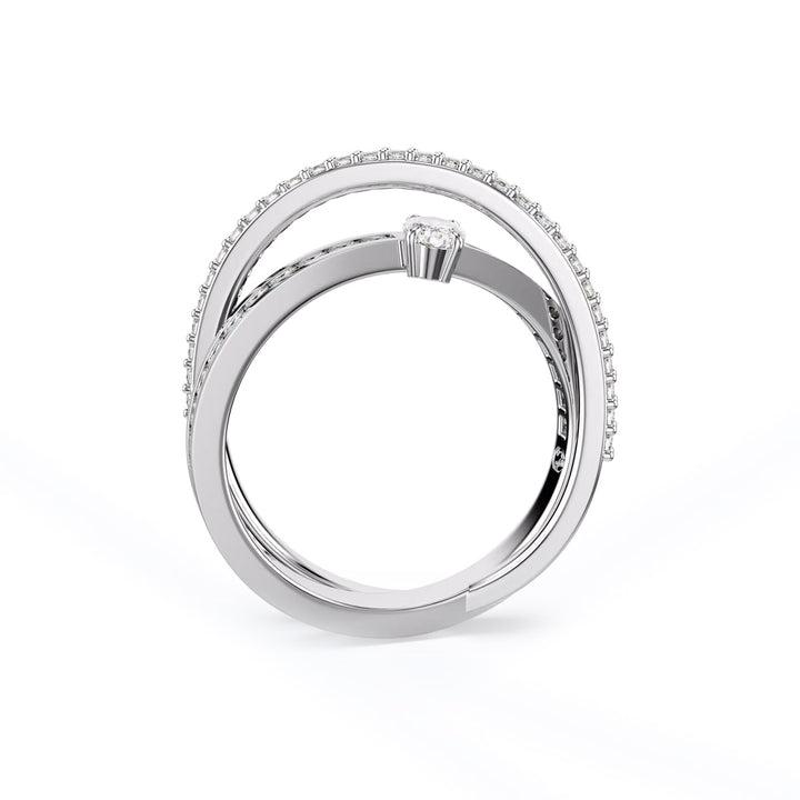 Swarovski Hyperbola Ring Verschiedene Schliffe Weiss Rhodiniert