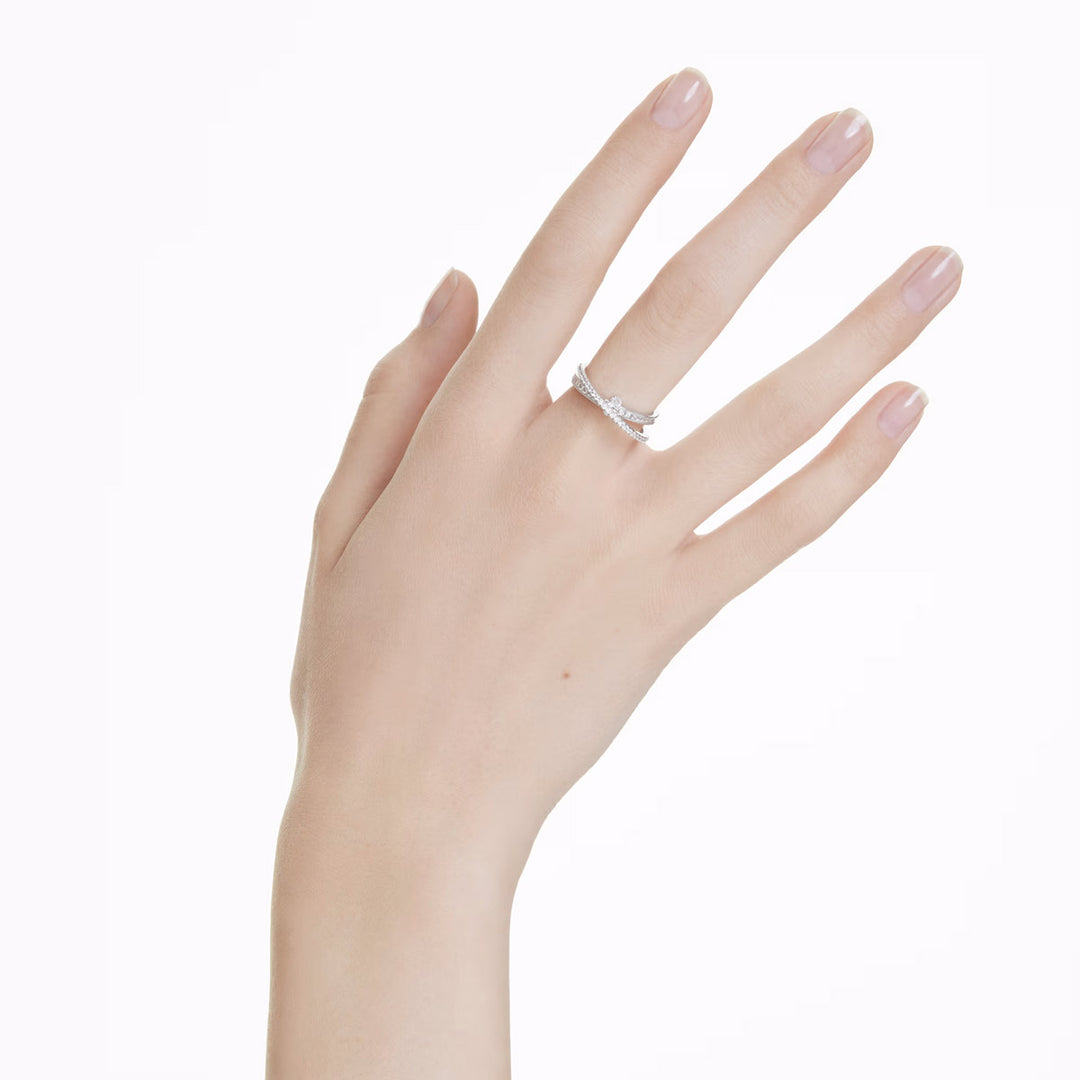 Swarovski Hyperbola Ring Verschiedene Schliffe Weiss Rhodiniert