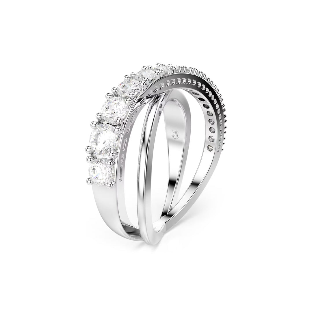 Swarovski Hyperbola Ring Verschiedene Schliffe Weiss Silberfarbenes Finish