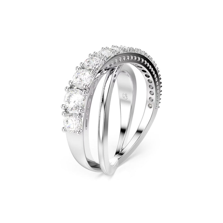 Swarovski Hyperbola Ring Verschiedene Schliffe Weiss Silberfarbenes Finish