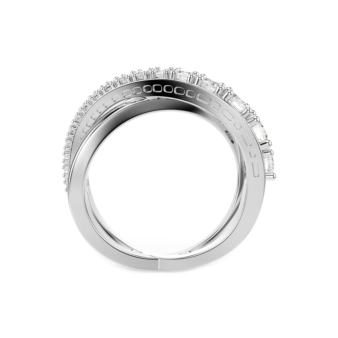 Swarovski Hyperbola Ring Verschiedene Schliffe Weiss Silberfarbenes Finish
