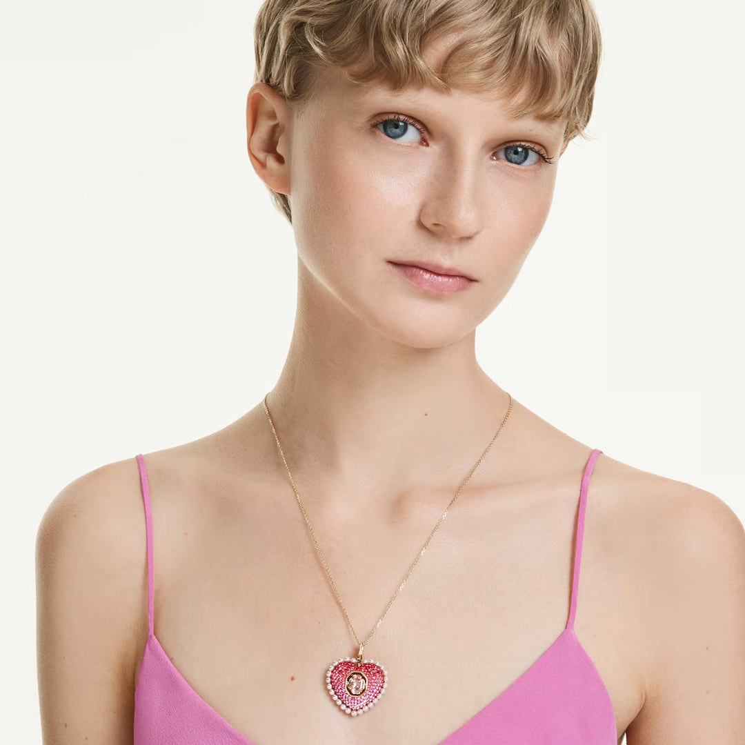 Swarovski Idyllia Halskette Verschiedene Schliffe Herz Rosa Goldlegierungsschicht - 5742958