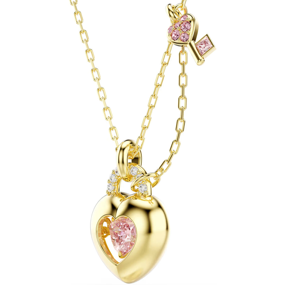 Swarovski Idyllia Halskette Verschiedene Schliffe Herz Schlüssel Rosa Goldlegierungsschicht - 5737288