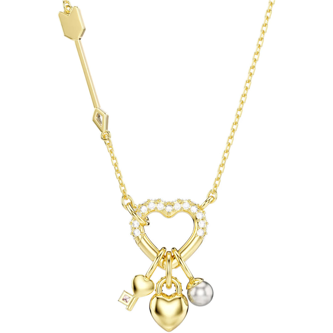 Swarovski Idyllia Halskette Verschiedene Schliffe Herz Schlüssel Rosa Goldlegierungsschicht - 5737290