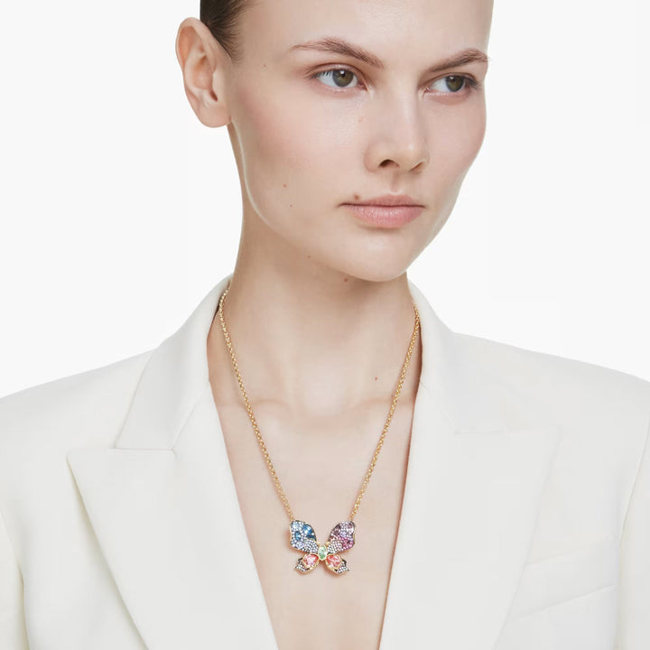 Swarovski Idyllia Halskette und Brosche Verschiedene Schliffe Pavé Schmetterling Mehrfarbig Metallmix - 5709951