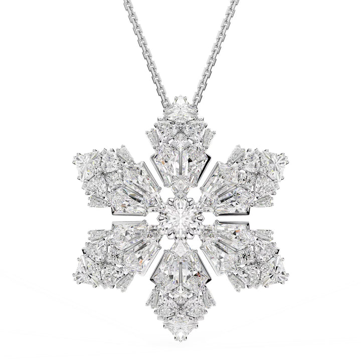 Swarovski Idyllia Halskette und Brosche Verschiedene Schliffe Schneeflocke Weiss Rhodiniert - 5754685