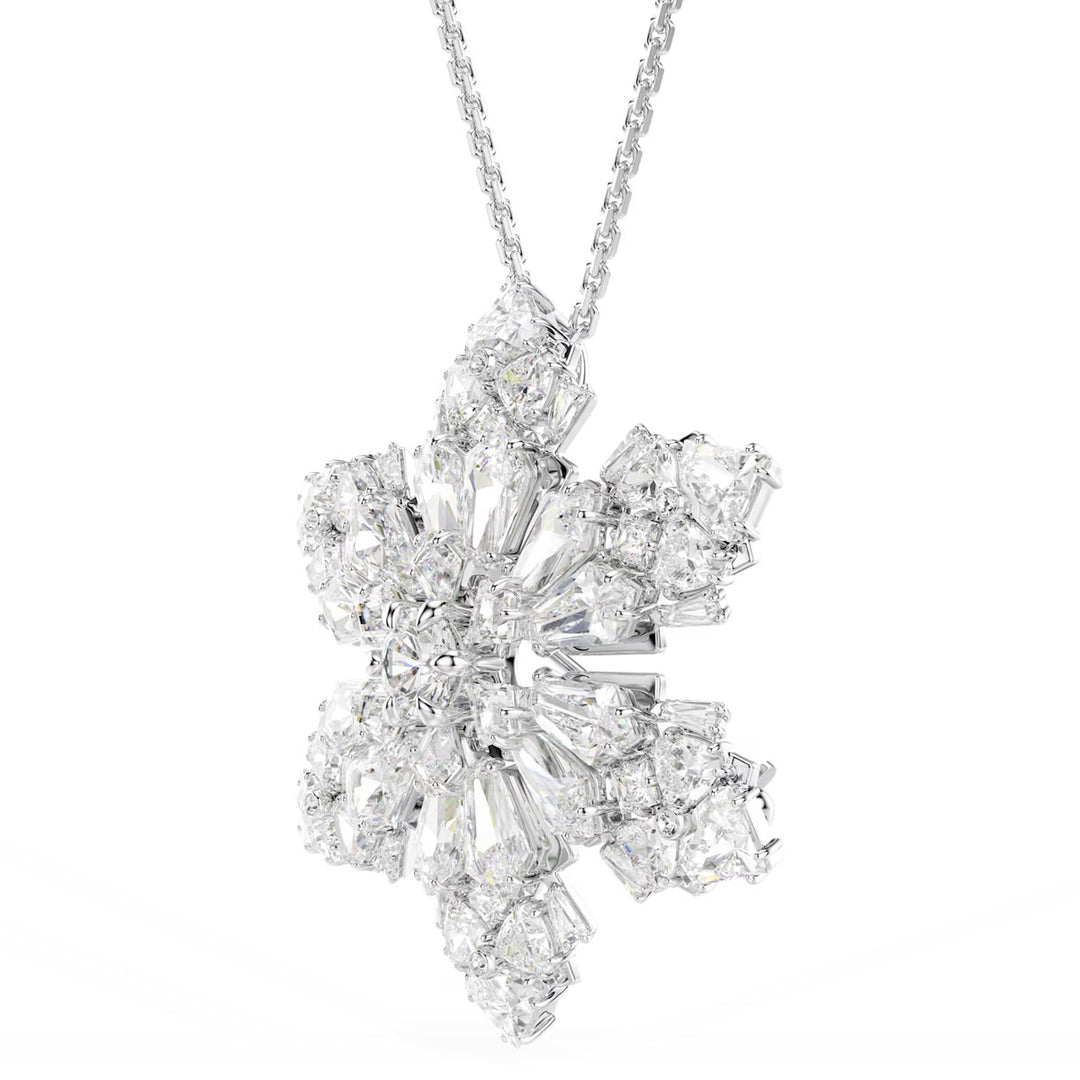 Swarovski Idyllia Halskette und Brosche Verschiedene Schliffe Schneeflocke Weiss Rhodiniert - 5754685