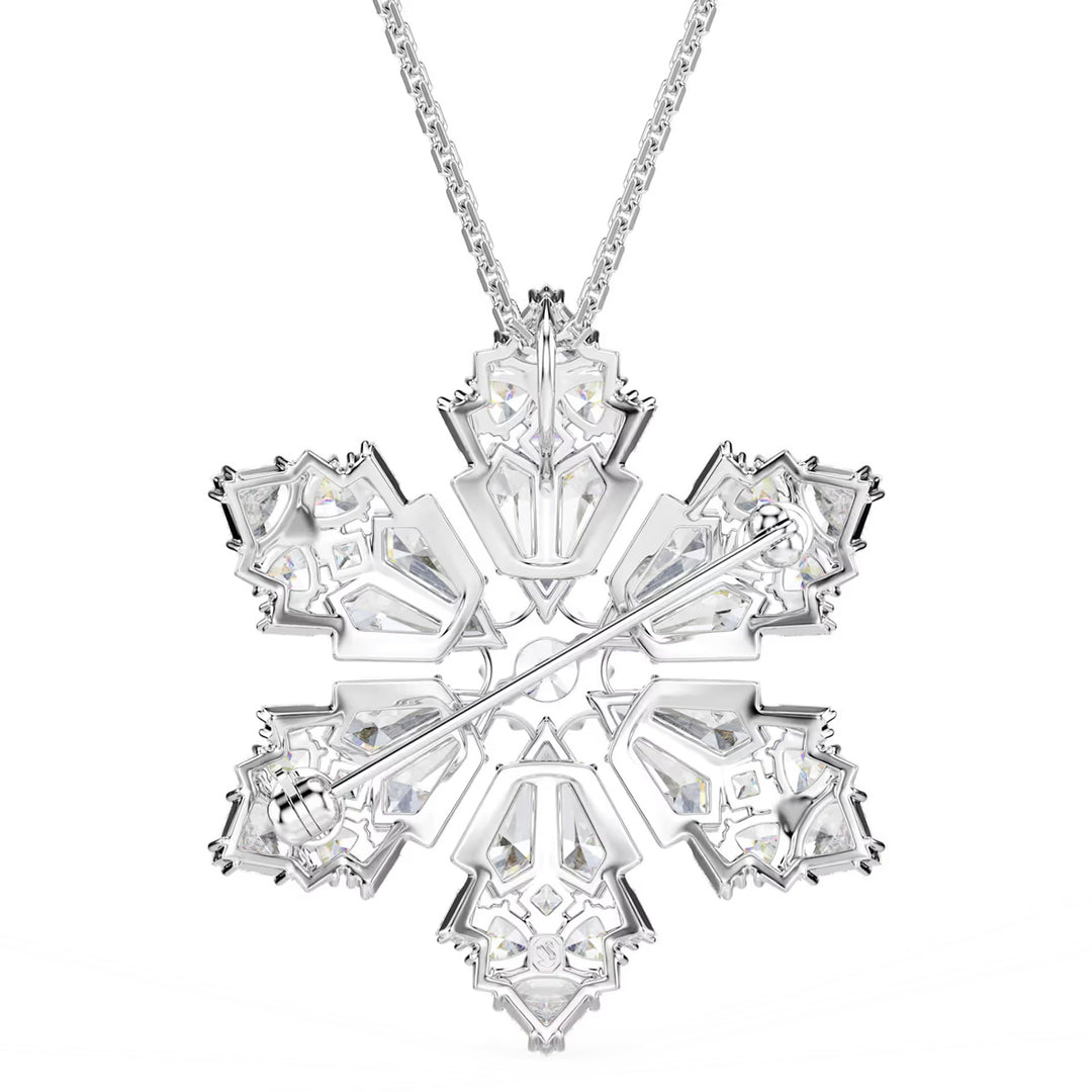 Swarovski Idyllia Halskette und Brosche Verschiedene Schliffe Schneeflocke Weiss Rhodiniert - 5754685