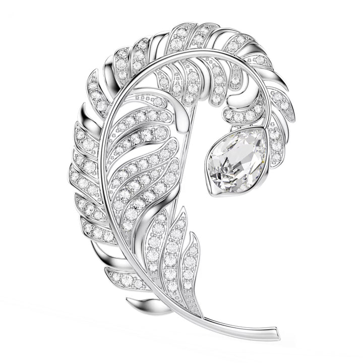 Swarovski Broche Idyllia Tailles variées Plume Métal rhodié - 5747549