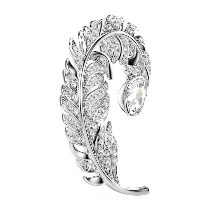 Swarovski Idyllia Brosche Verschiedene Schliffe Feder Rhodiniert - 5747549