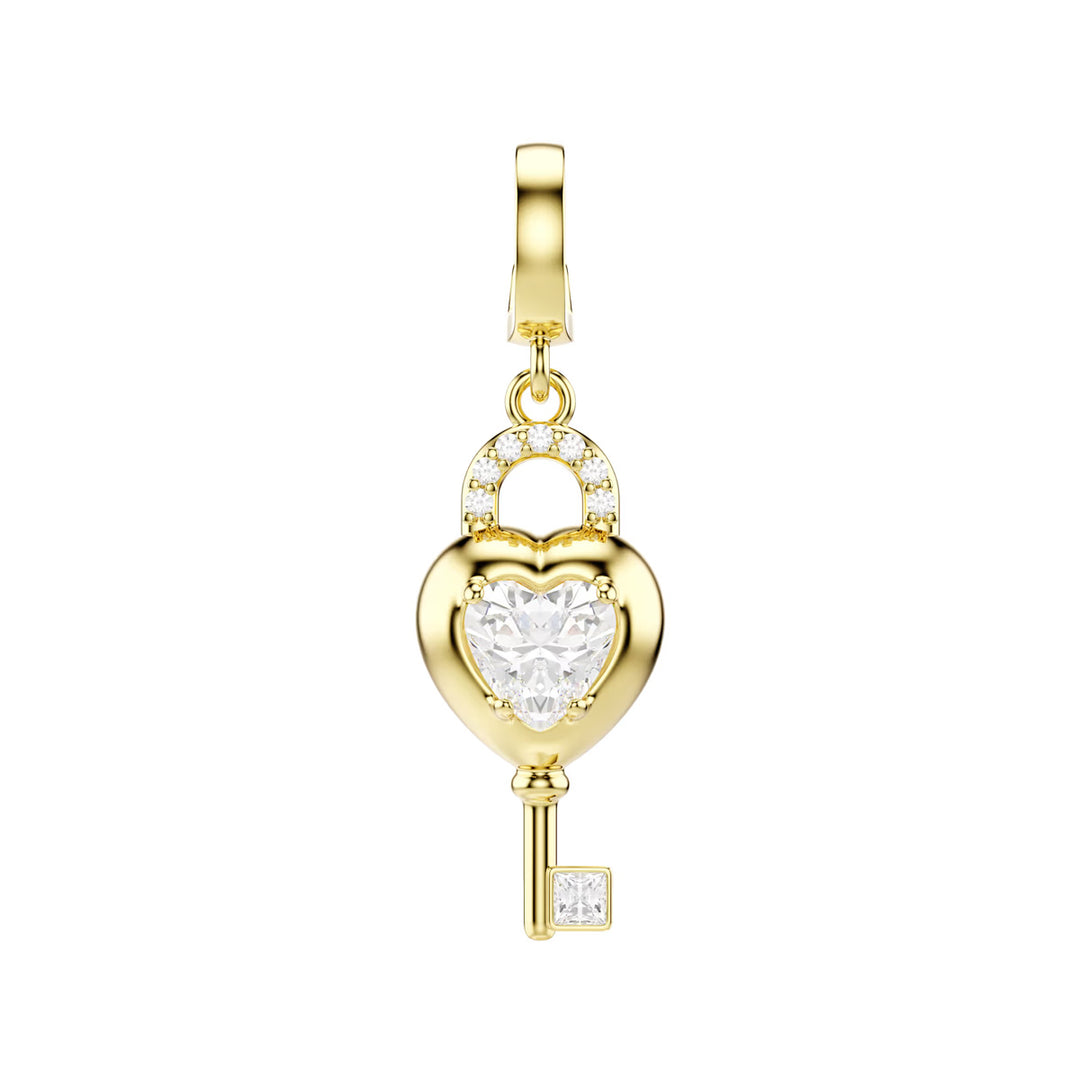 Swarovski Charm Idyllia Tailles variées Cœur avec clé Blanc Placage de ton or - 5742959