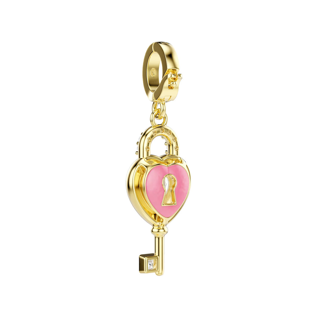 Swarovski Idyllia Charm Verschiedene Schliffe Herz mit Schlüssel Weiss Goldlegierungsschicht - 5742959