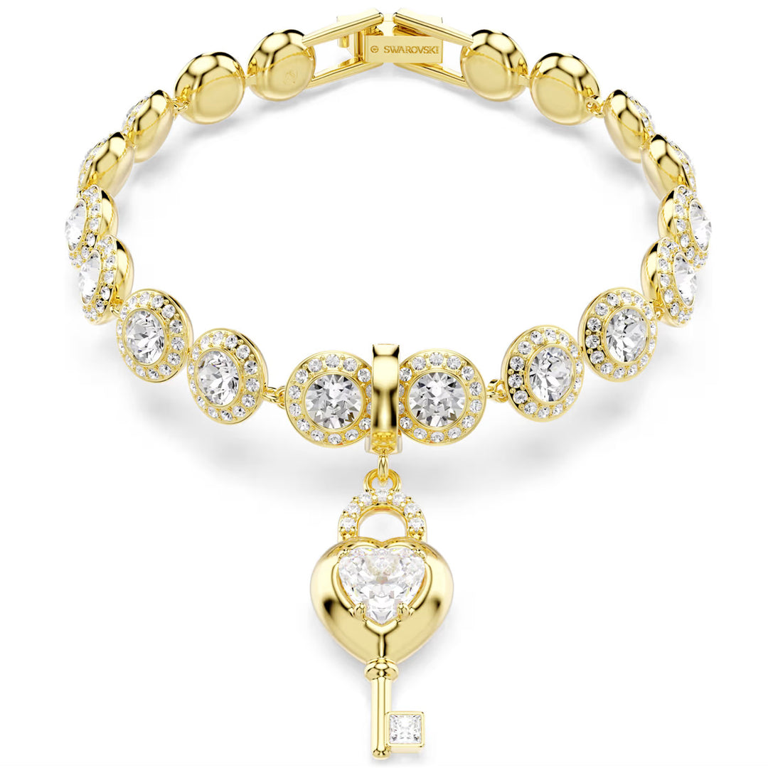 Swarovski Idyllia Charm Verschiedene Schliffe Herz mit Schlüssel Weiss Goldlegierungsschicht - 5742959