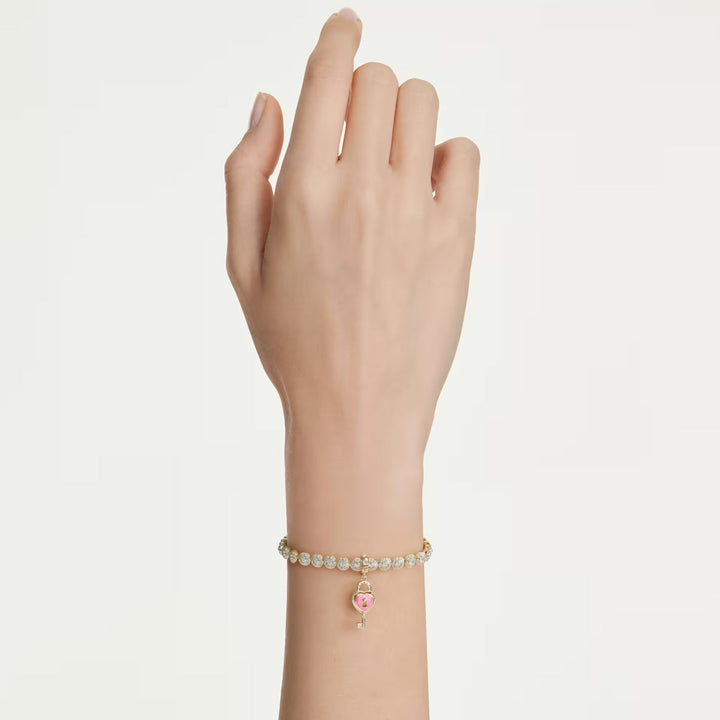 Swarovski Idyllia Charm Verschiedene Schliffe Herz mit Schlüssel Weiss Goldlegierungsschicht - 5742959