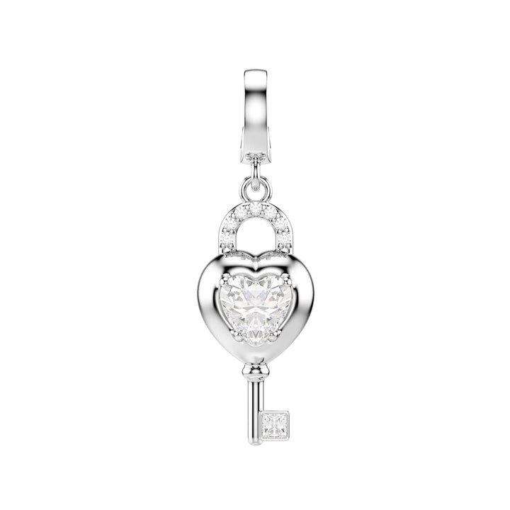 Swarovski Charm Idyllia Taglio misto Cuore con chiave Bianco Placcato rodio - 5742957