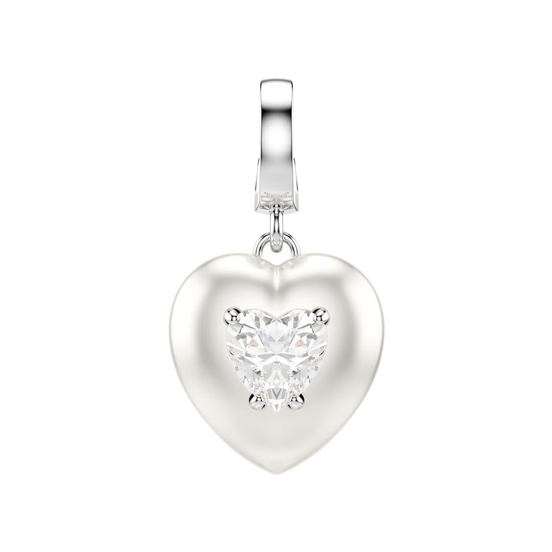 Swarovski Charm Idyllia Tailles variées Revêtement couleur perle Cœur Blanc Métal rhodié - 5742960