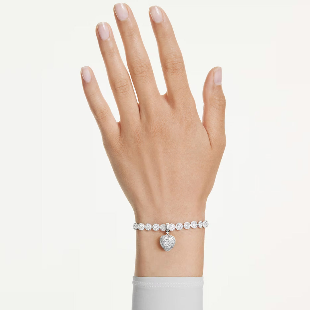 Swarovski Idyllia Charm Verschiedene Schliffe Perlfarbene Beschichtung Herz Weiss Rhodiniert - 5742960