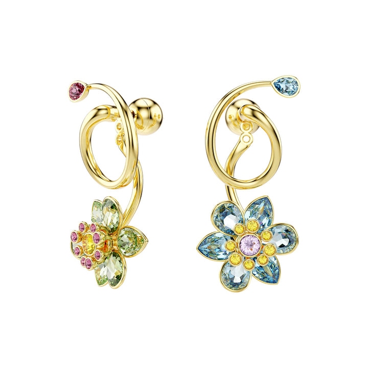 Swarovski Idyllia Drop Ohrhänger Asymmetrisches Design Verschiedene Schliffe Blume Mehrfarbig Goldlegierungsschicht - 5709025