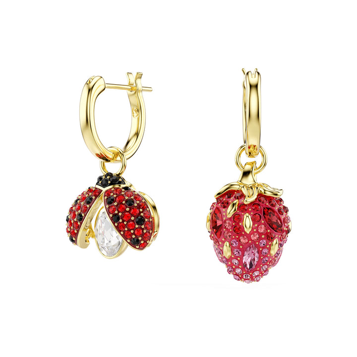 Swarovski Idyllia Drop Ohrhänger Set Marienkäfer Glücksklee Erdbeere Mehrfarbig Goldlegierungsschicht - 5742681