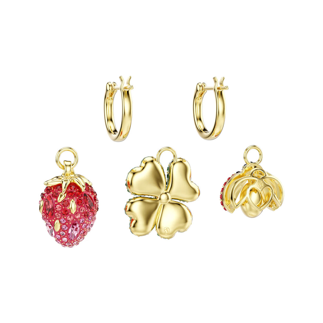 Swarovski Idyllia Drop Ohrhänger Set Marienkäfer Glücksklee Erdbeere Mehrfarbig Goldlegierungsschicht - 5742681