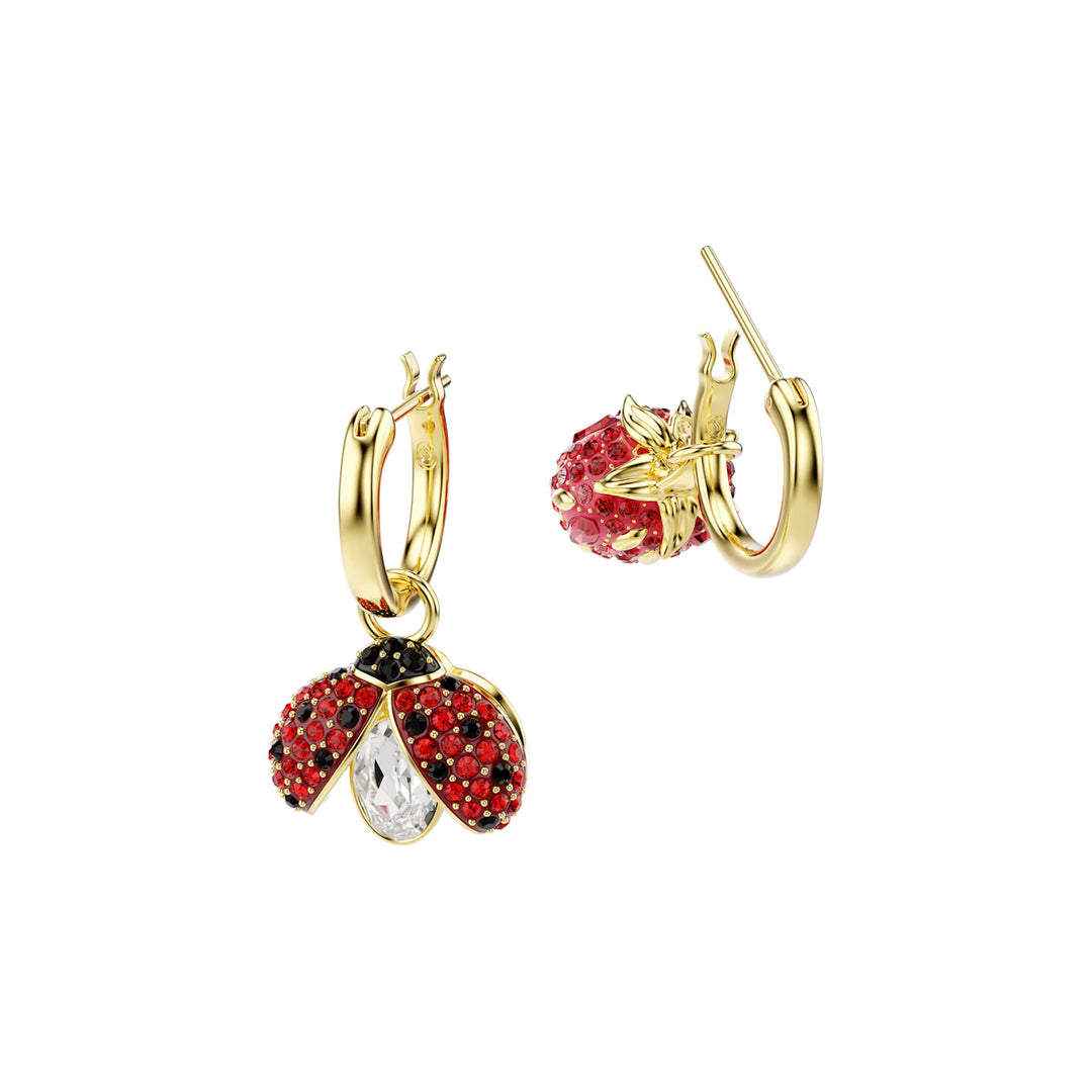 Swarovski Idyllia Drop Ohrhänger Set Marienkäfer Glücksklee Erdbeere Mehrfarbig Goldlegierungsschicht - 5742681