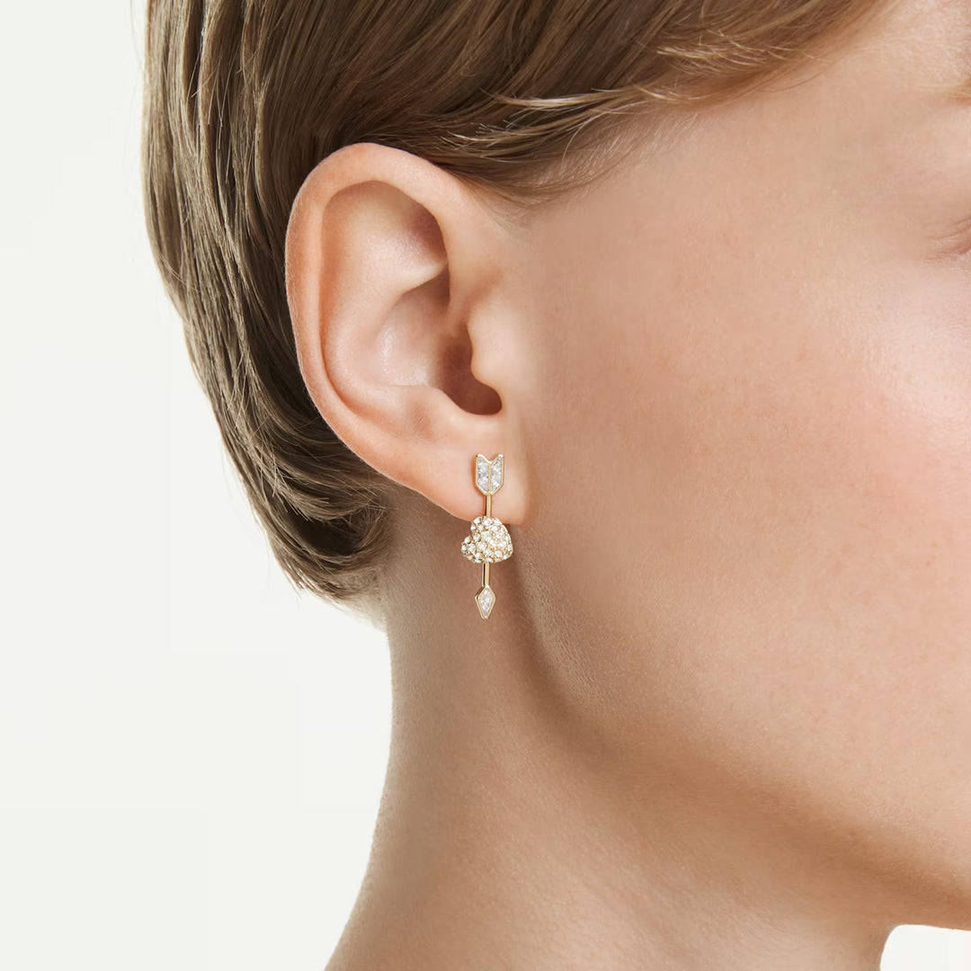 Swarovski Idyllia Drop Ohrhänger Verschiedene Schliffe Herz mit Pfeil Weiss Goldlegierungsschicht - 5737295