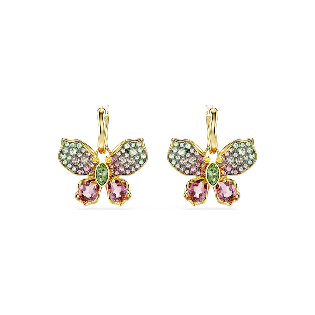 Swarovski Idyllia Drop Ohrhänger Verschiedene Schliffe Pavé Schmetterling Mehrfarbig Goldlegierungsschicht - 5709953
