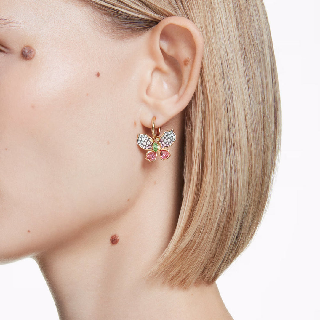Swarovski Idyllia Drop Ohrhänger Verschiedene Schliffe Pavé Schmetterling Mehrfarbig Goldlegierungsschicht - 5709953
