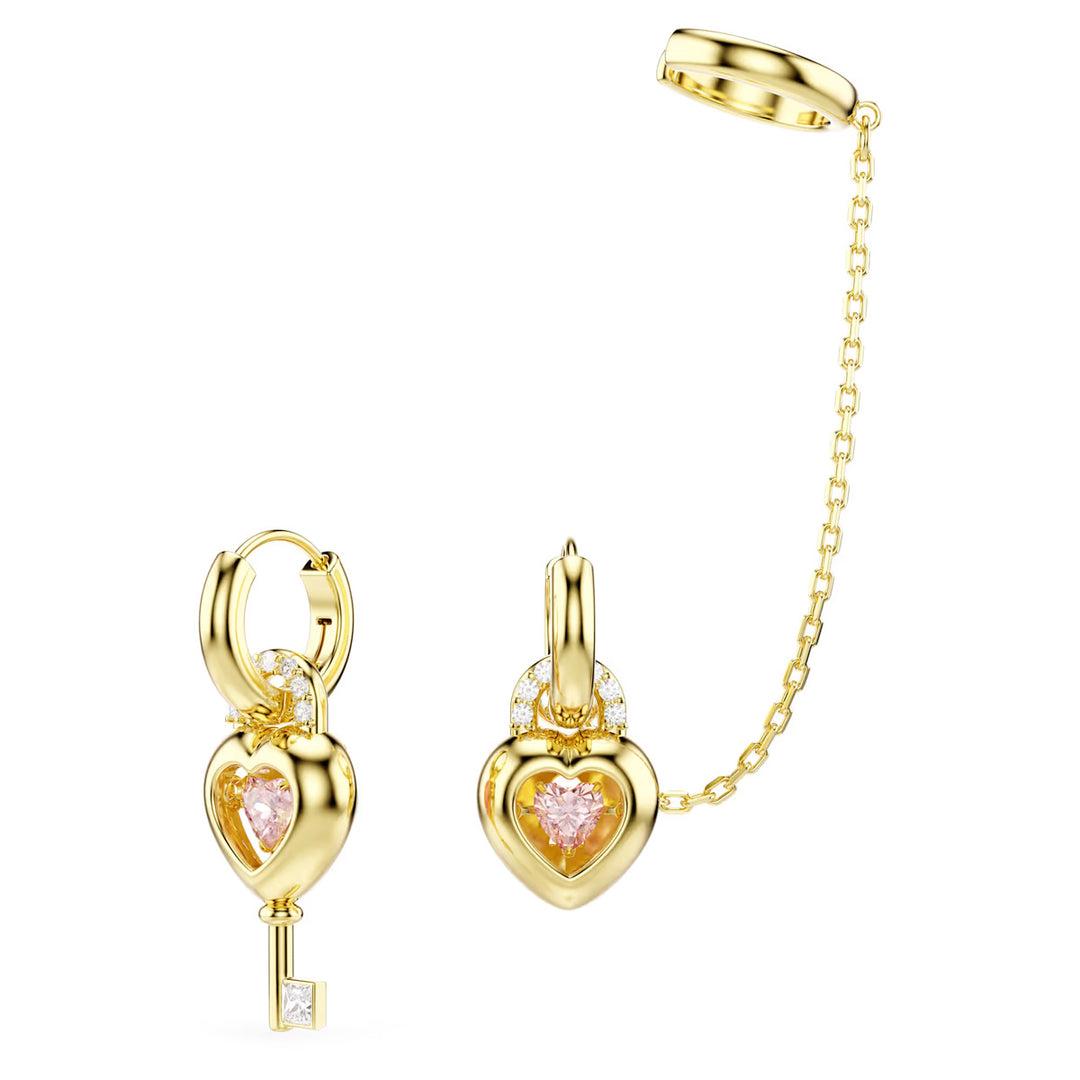 Swarovski Idyllia Drop Ohrhänger mit Ohrspange Verschiedene Schliffe Herz mit Schlüssel Rosa Goldlegierungsschicht - 5737294