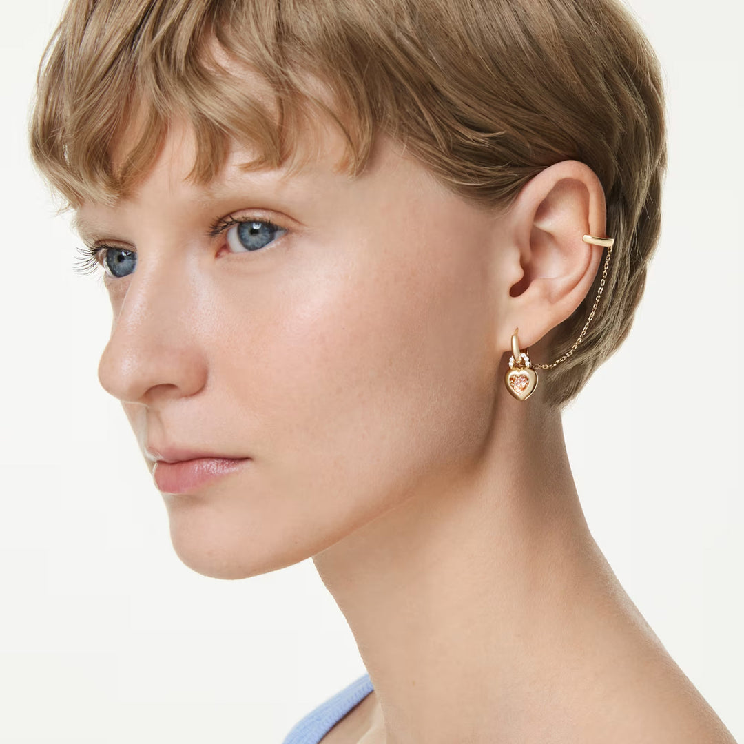 Swarovski Idyllia Drop Ohrhänger mit Ohrspange Verschiedene Schliffe Herz mit Schlüssel Rosa Goldlegierungsschicht - 5737294