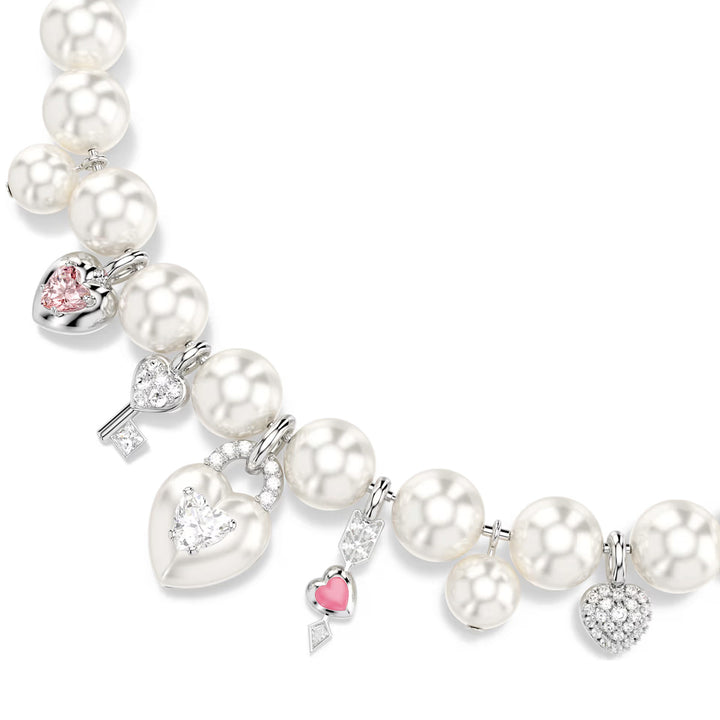 Swarovski Idyllia Halskette Kristallperle Verschiedene Schliffe Weiss Rhodiniert - 5749601