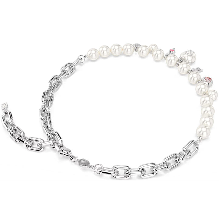 Swarovski Idyllia Halskette Kristallperle Verschiedene Schliffe Weiss Rhodiniert - 5749601