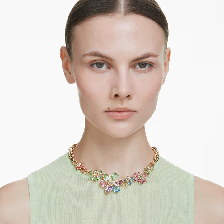 Swarovski Idyllia Halskette Verschiedene Schliffe Blume Mehrfarbig Goldlegierungsschicht - 5709030