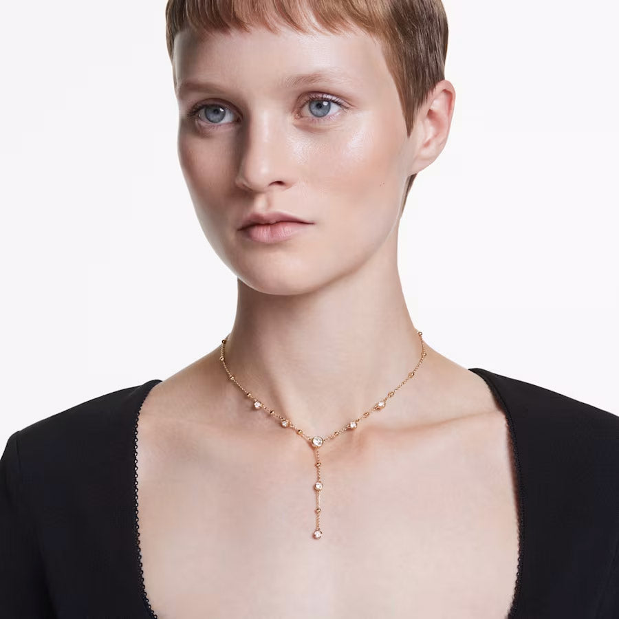Swarovski Imber Y Halskette Rundschliff Verstreutes Design Weiss Gold - 5684510