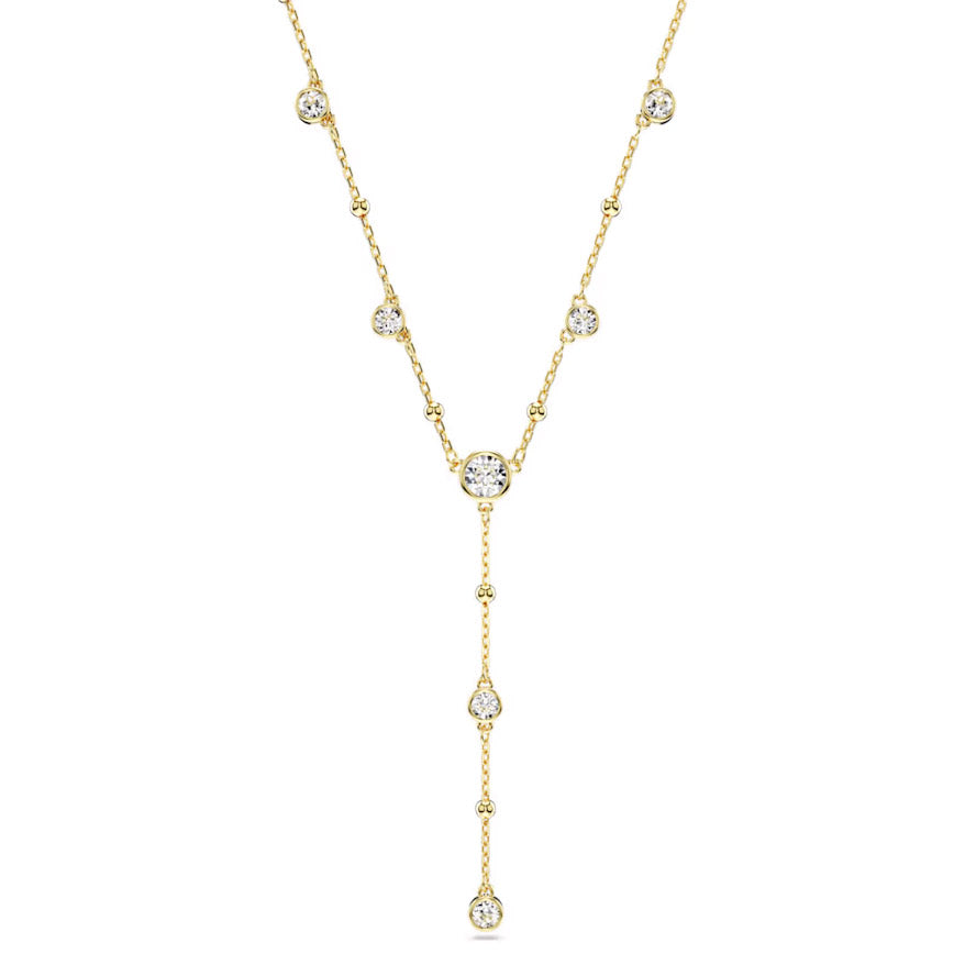 Swarovski Imber Y Halskette Rundschliff Verstreutes Design Weiss Gold - 5684510