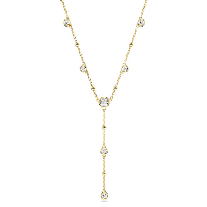 Swarovski Imber Y Halskette Rundschliff Verstreutes Design Weiss Gold - 5684510