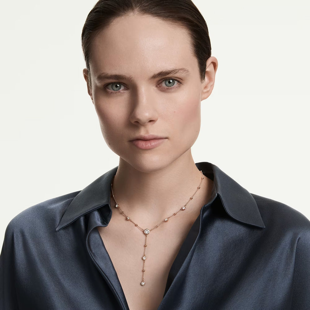 Swarovski Imber Y Halskette Rundschliff Weiss 18K roségoldbeschichtet - 5763813