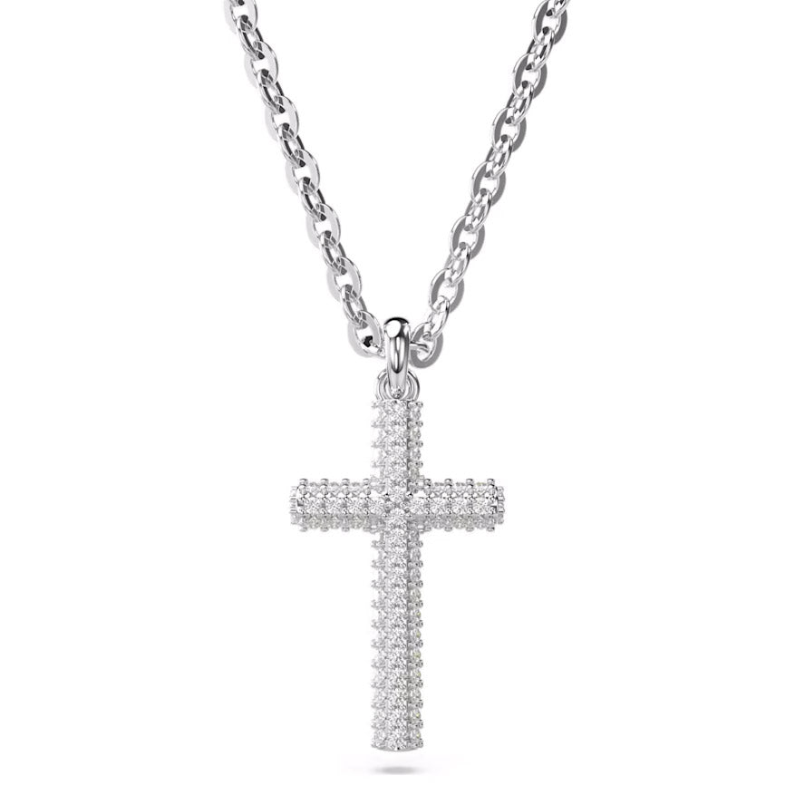 Swarovski Insigne Halskette Pavé Kreuz Weiss Rhodiniert - 5675577