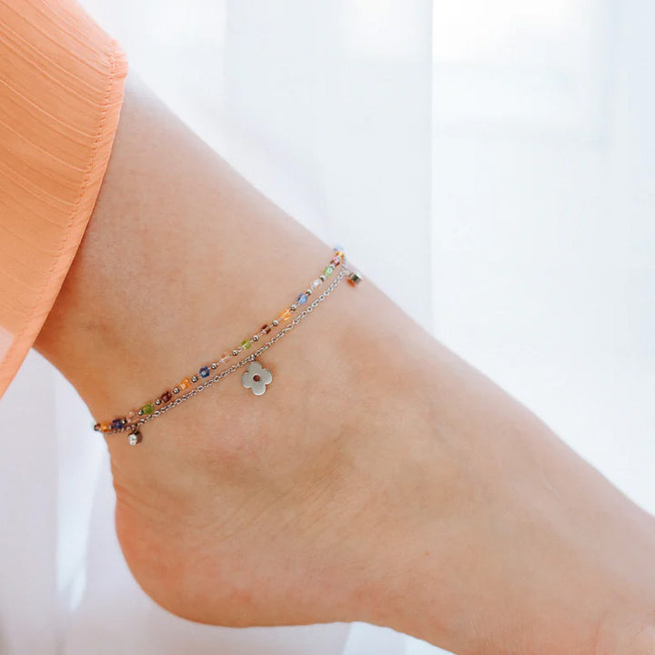 Julie Julsen Flower Colour Beads Fusskette - JJAC31058S