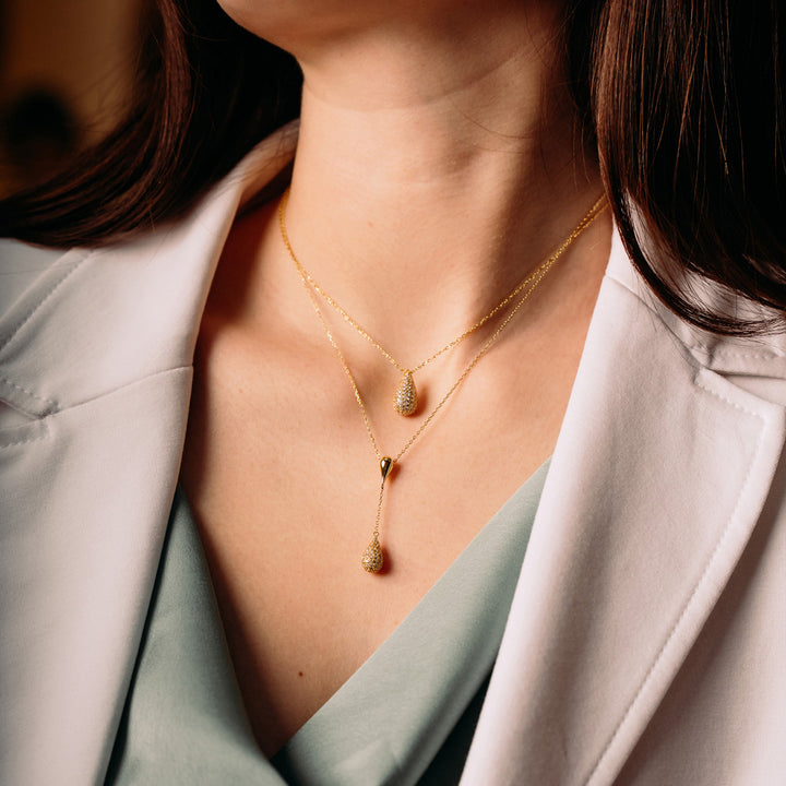 Julie Julsen Halskette mit Anhänger Crystal Drop - JJNE33851-G