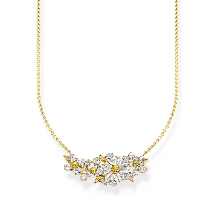 Thomas Sabo Halskette Blume Lovely Daisy mit Steinen vergoldet - KE2085-414-4-L45v