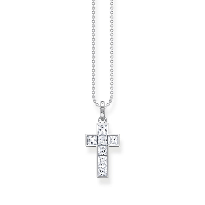 Thomas Sabo Halskette Kreuz mit Weissen Steinen Silber - KE2166-051-14-L45V