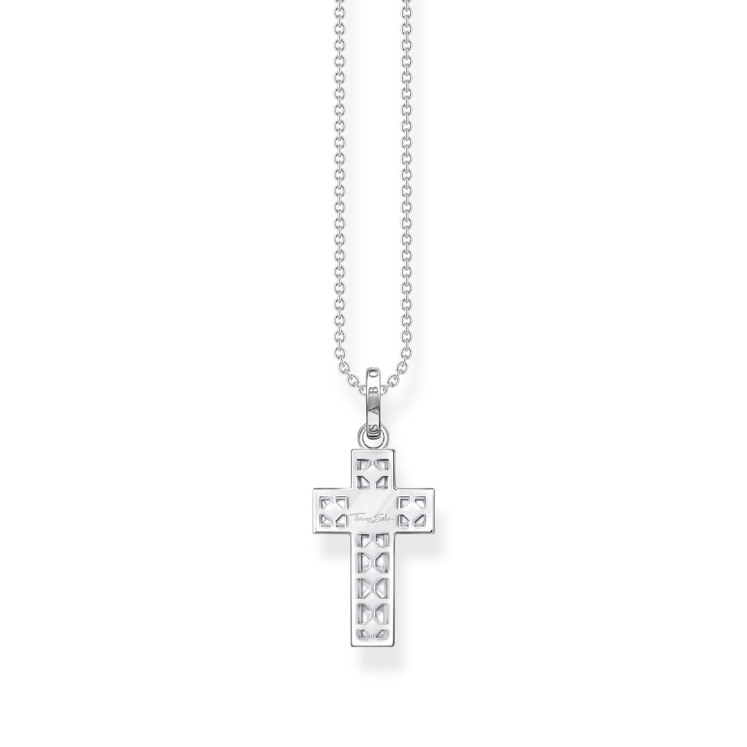 Thomas Sabo Halskette Kreuz mit Weissen Steinen Silber - KE2166-051-14-L45V